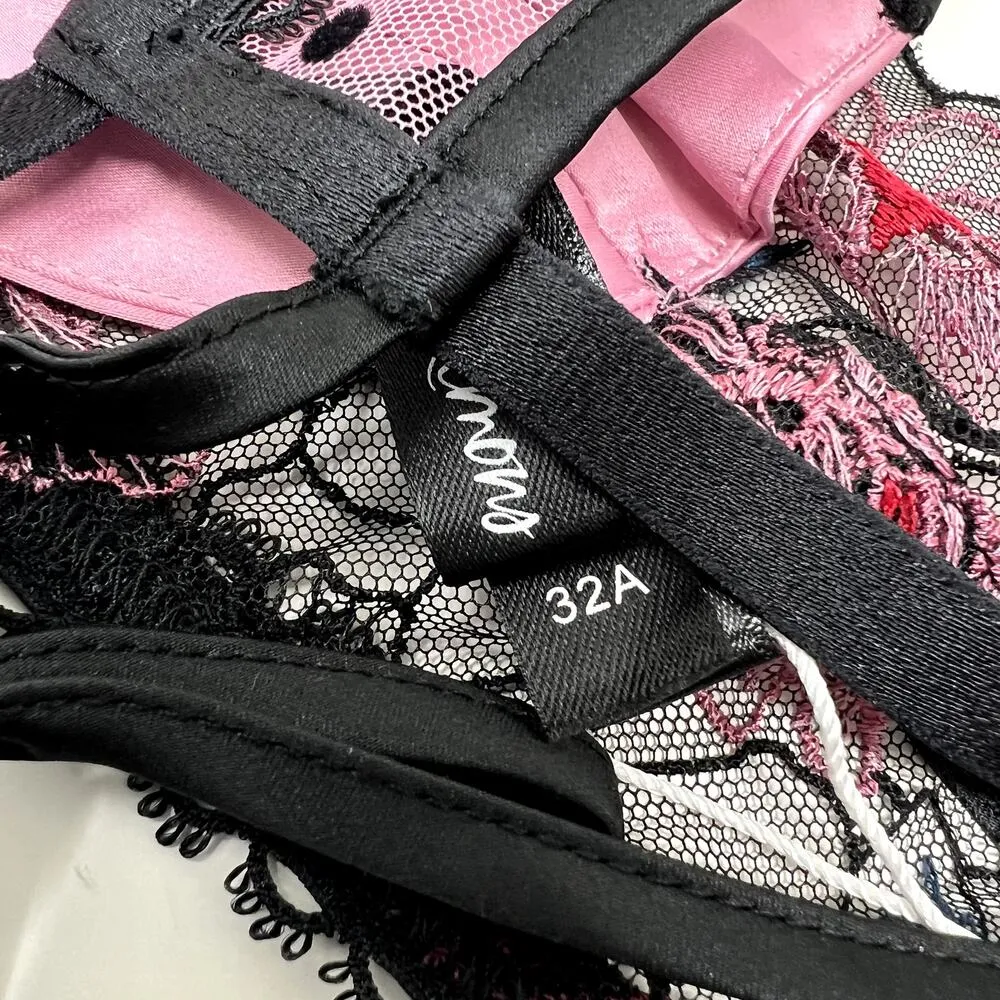 For Love and Lemons Zinnia High Neck Bra 32 A pink black C0 Size undefined - Image 5