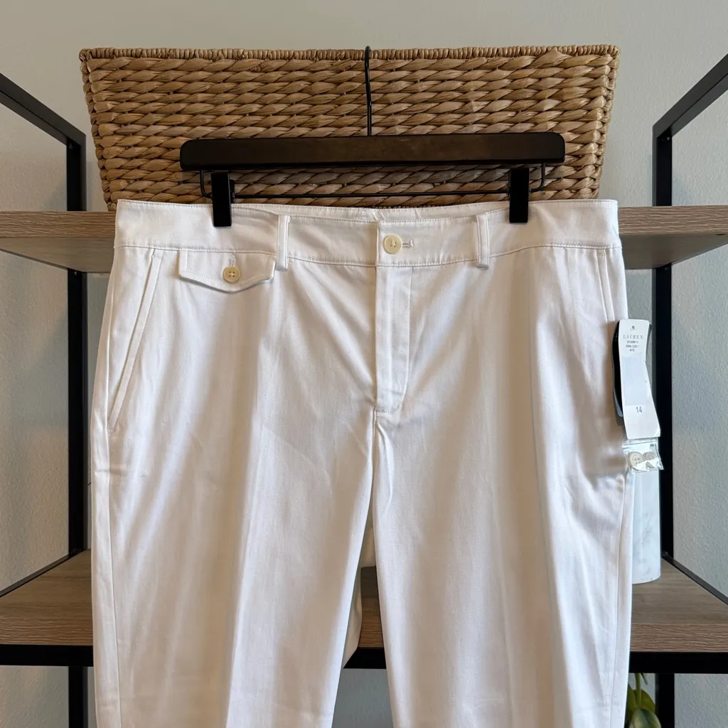 NWT Lauren Ralph Lauren High-Rise Cropped Slimming Fit Cotton Poplin Trouser, 14 - Image 2