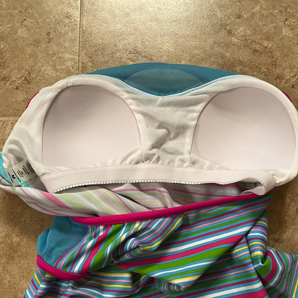 Striped racerback swim top Size medium Blue - Image 3