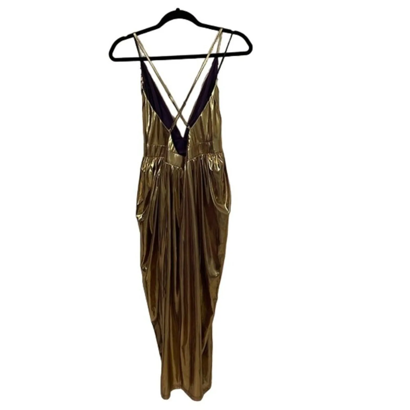 Fate Metallic Gold Cocktail Party Dress Womens Size Small NEW Glam - Image 8