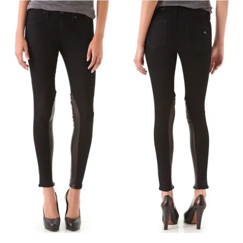Rag & Bone Midnight Lambskin Inset Jodhpur Skinny Jeans 25 - Image 2