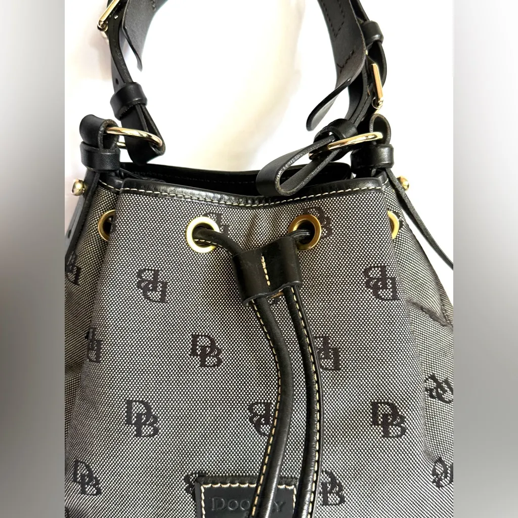 Dooney & Bourke Black and Gray Monogram Shoulder Bag - Image 4