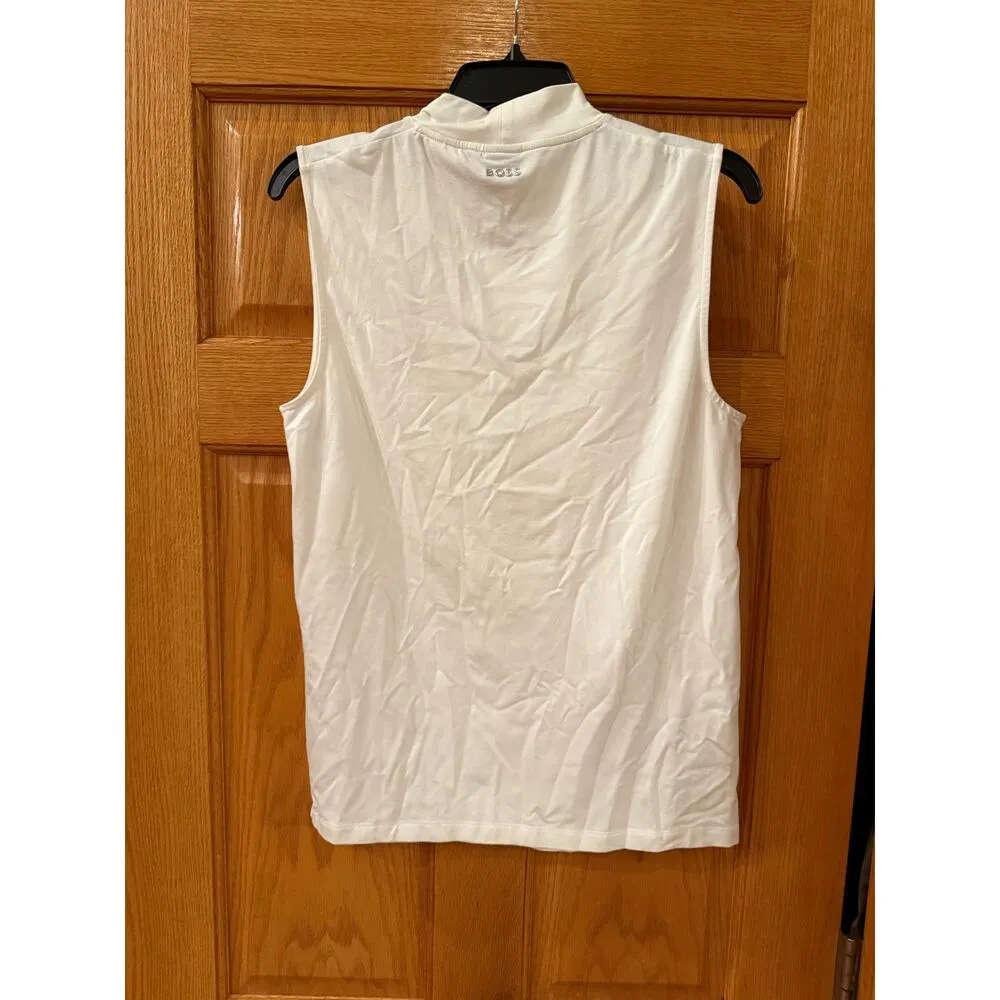 Hugo Boss Women's Ivory Emise Twist Neck Sleeveless Top XL - Image 5