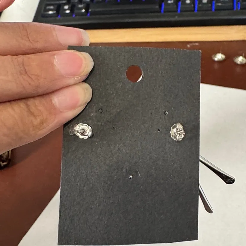 Vintage 70’s Avon Jewelry Silver tone Paddle Drop Chandelier Earrings artsy - Image 4