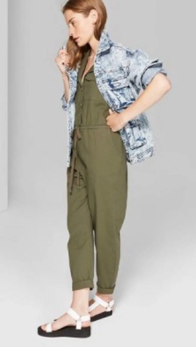 Sleeveless Button Front Utility Jumpsuit - Image 4