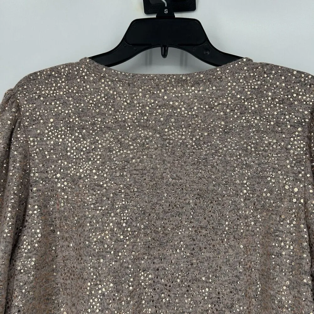 NEW John Paul Richard Sweater Pink Metallic Speckled Long Balloon Sleeves Sie L - Image 7