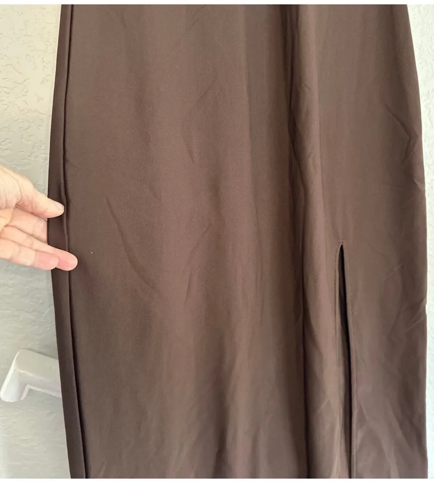 NEW Boston Proper Brown Choker Halter Maxi Dress Sleeveless 70s Cut Out Mod Fall - Image 4