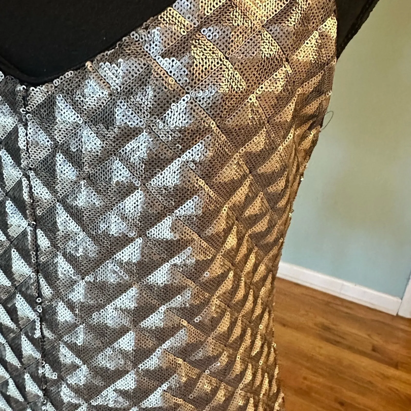 June & Hudson Silver Metallic Sequin Romper – Size M Size M - Image 5