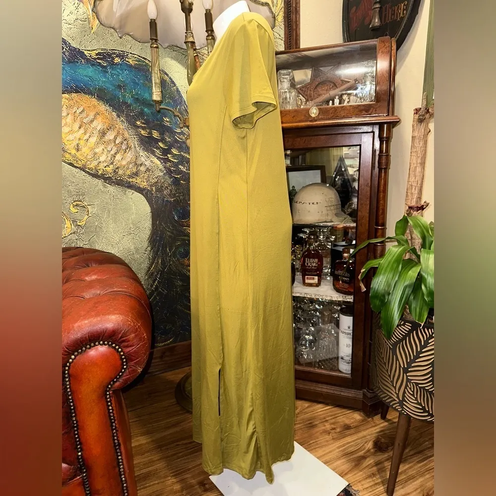 EUC Cuddl Duds Flexwear Short-Sleeve Maxi Dress Deep Moss  bright green olive - Image 3