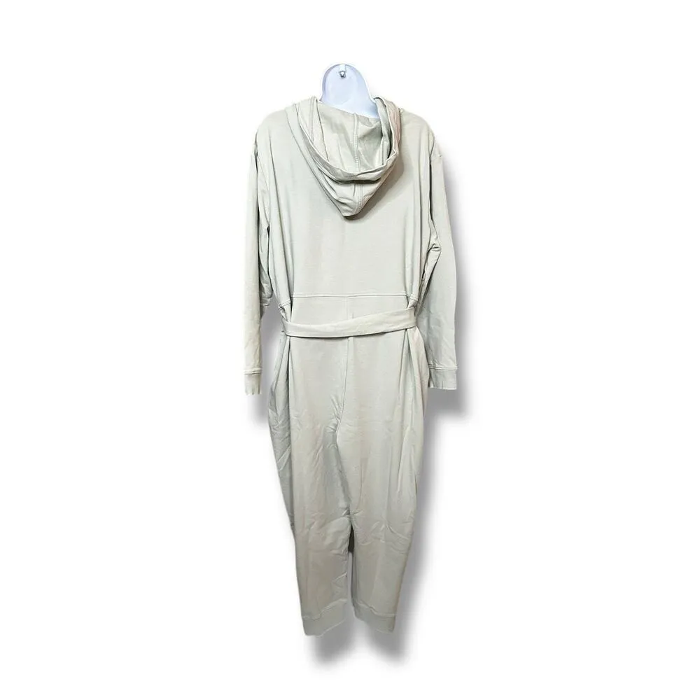 Encore by Idina Menzel Petite French Terry Hooded Jumpsuit Sage Green XL Size undefined - Image 2
