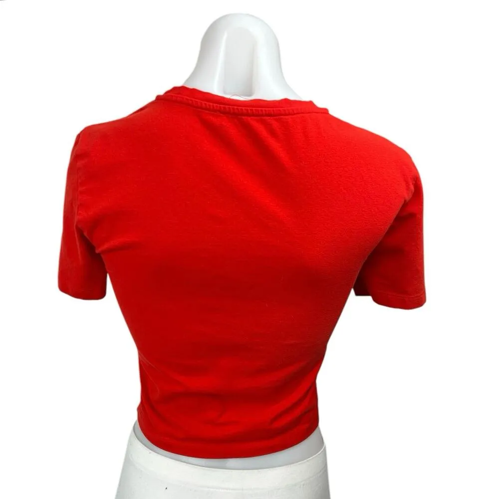 Zara Women's Red Knit Short Sleeve Crew Neck Casual Crop Tee T-Shirt Top Size S - Image 2
