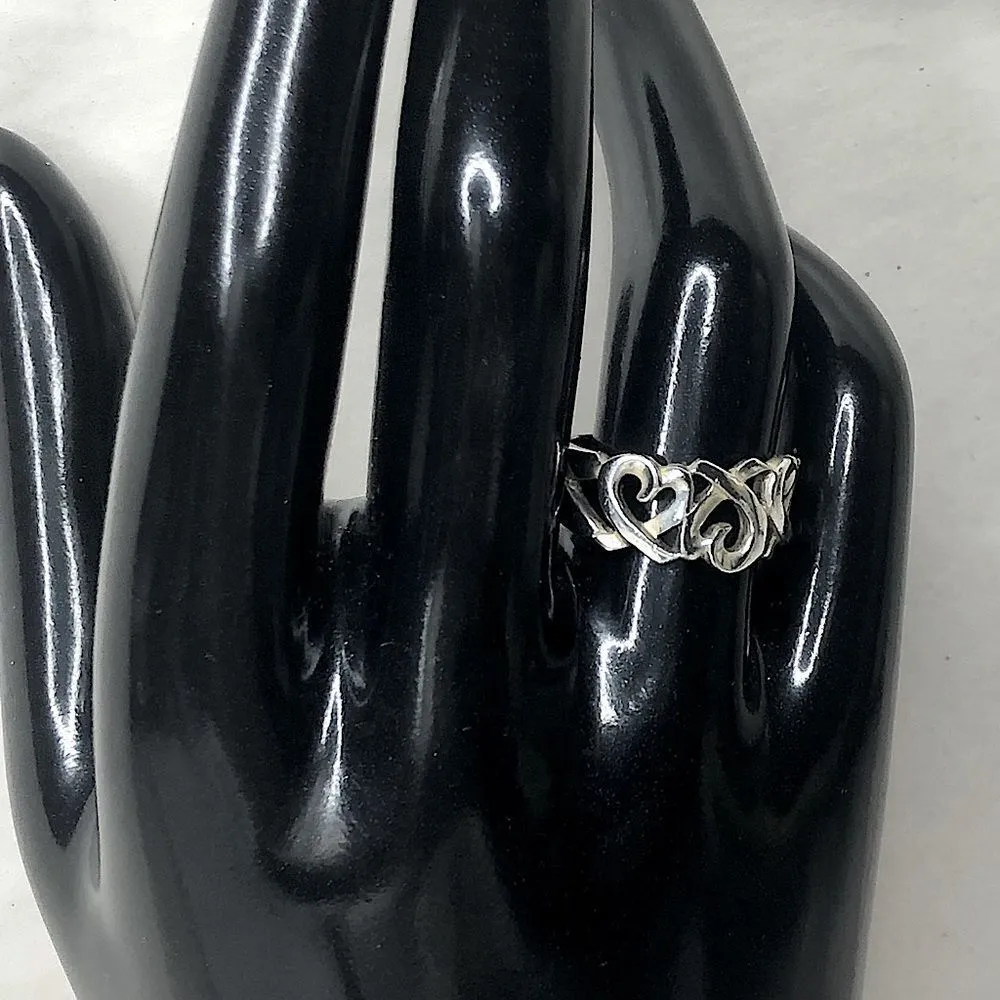 TIFFANY & CO Peretti 925 Sterling Silver Triple Heart Ring Blue Box Dust Bag - Image 7