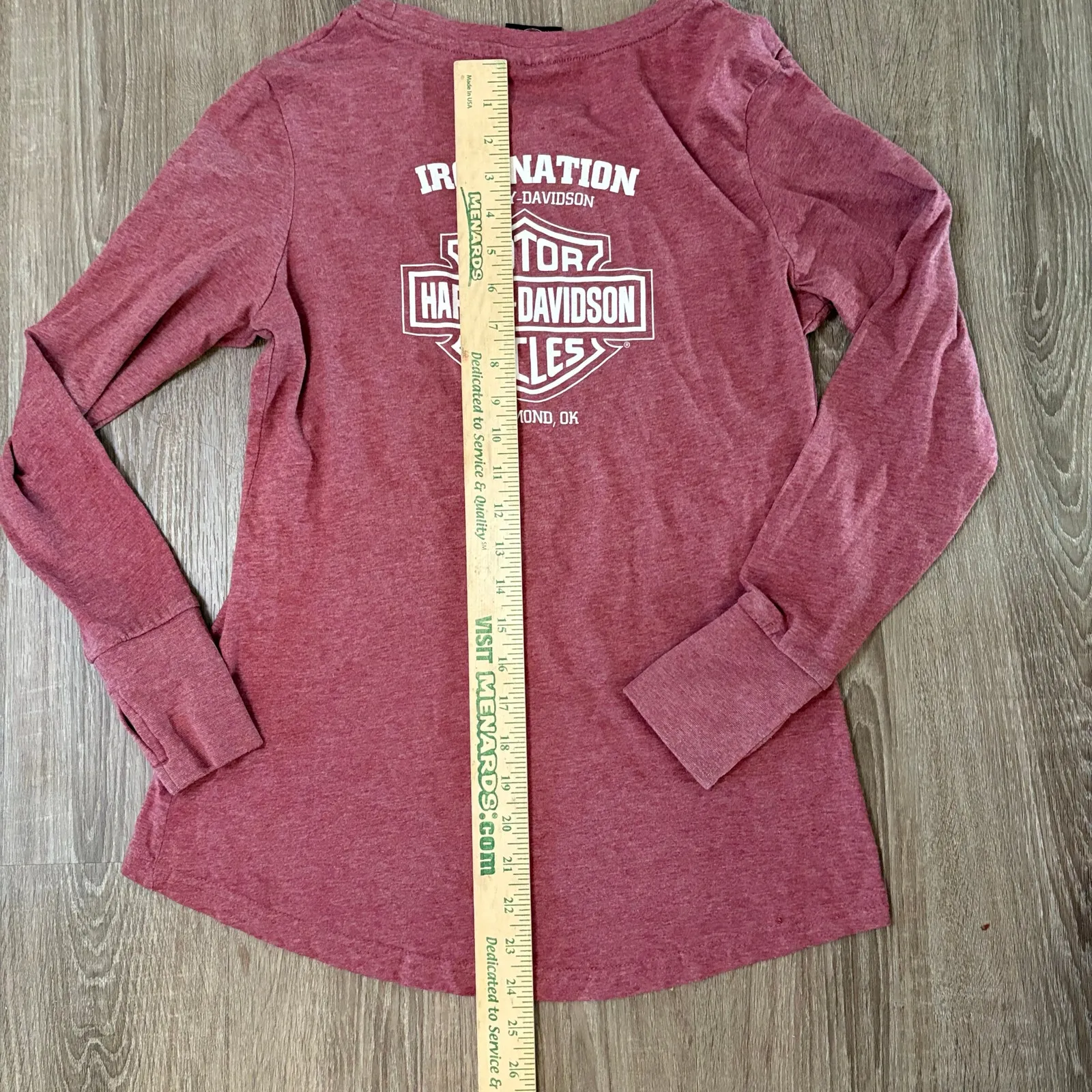 Harley-Davidson Women’s Long Sleeve Shirt Sz S Pink Retro Tattoo OK back Print - Image 10