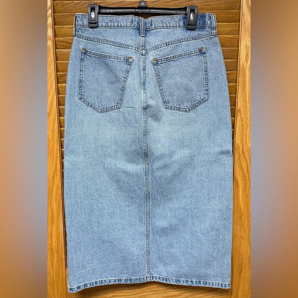 Abercrombie & Fitch High Rise Light Blue Denim Midi Skirt - Image 2