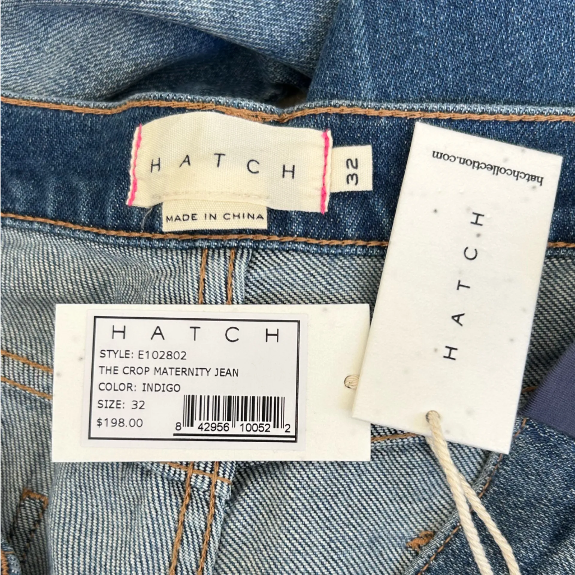 NWT Hatch The Crop Under Belly Kick Flare Cropped Jeans Size 32 Blue - Image 6