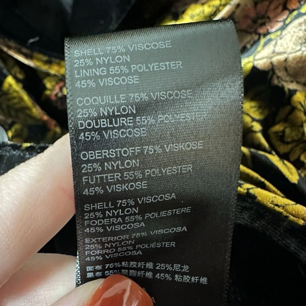 We The Free People Nicolette Velvet Double Breasted Blazer Black Floral Sz Small - Image 6