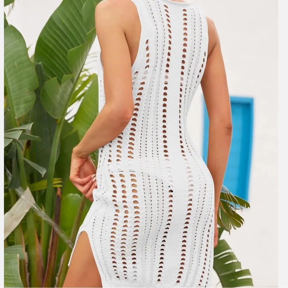 Crochet Swim Cover-Up Dress | White / Cream - Image 3
