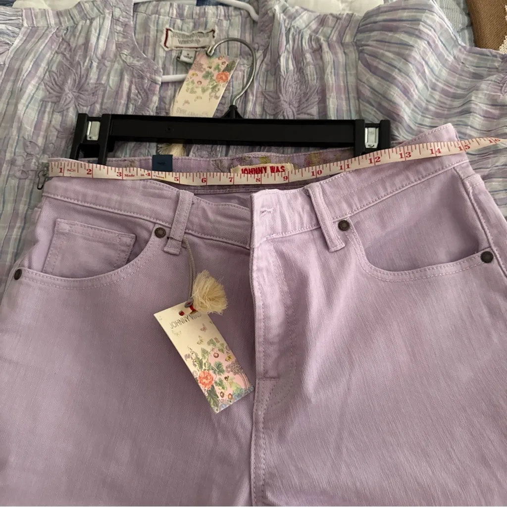 Johnny Was Reina Boyfriend Cuff Jeans Lavender 28 NWT MSRP$278.00 - Image 5