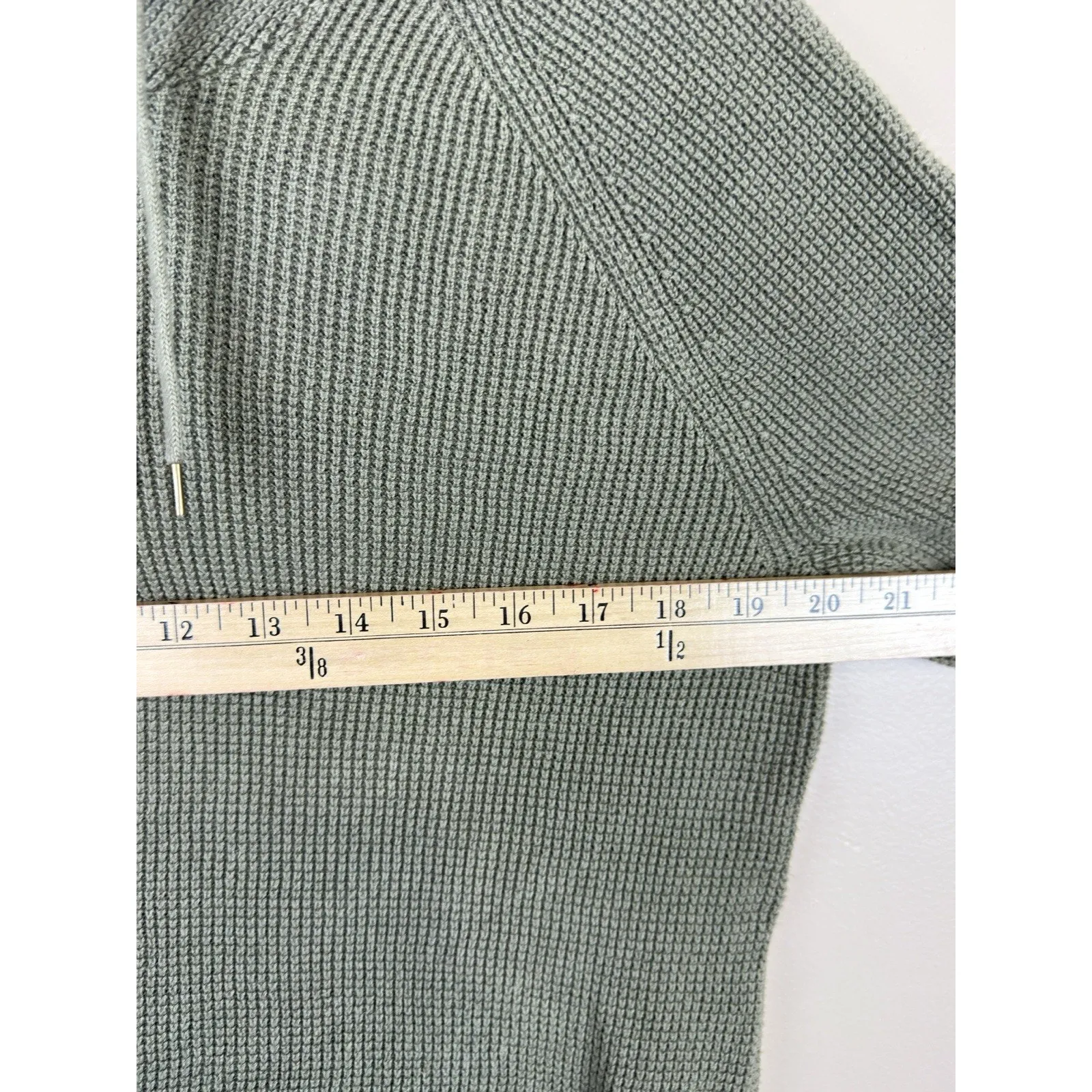 Lauren Ralph Lauren Sweater Women's Size M Green Waffle Knit Hoodie - Image 12