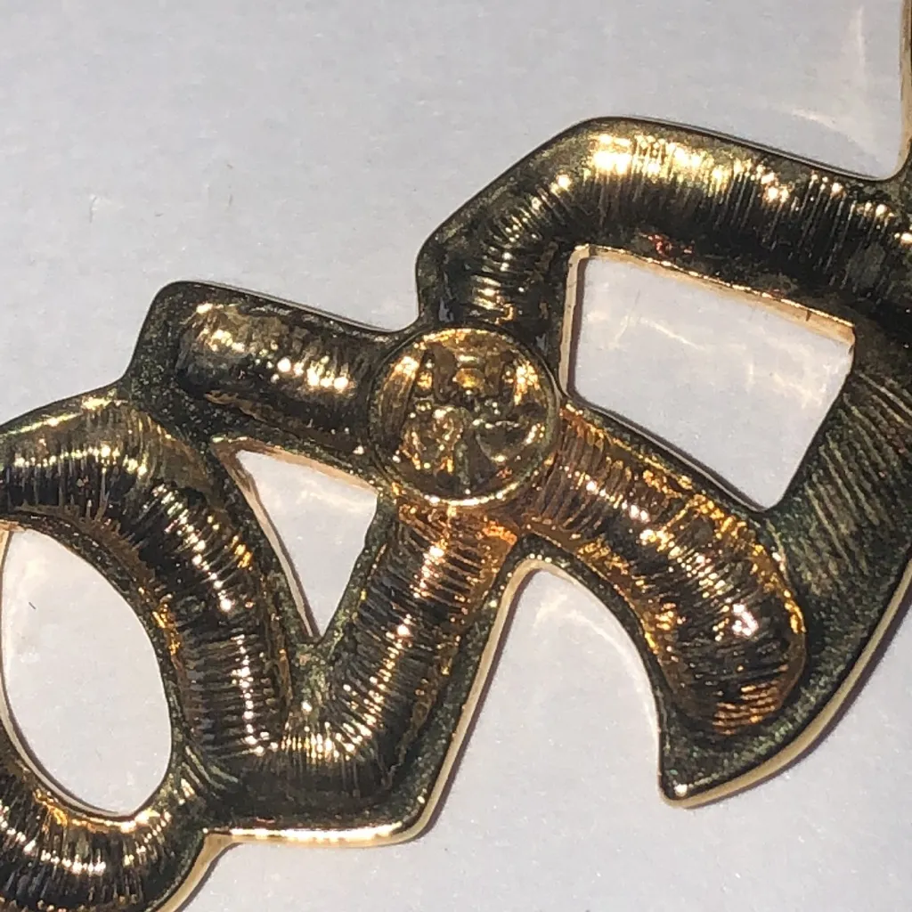 Angel Brand Gold Tone Crystal CZ Rhinestone XOXO Retro Boho Brooch - Image 5