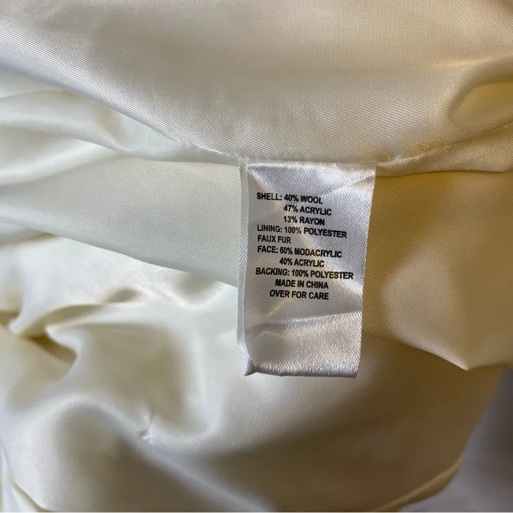 Marvin Richards Cream Faux Fur Collar Belted Teddy Coat - Image 13