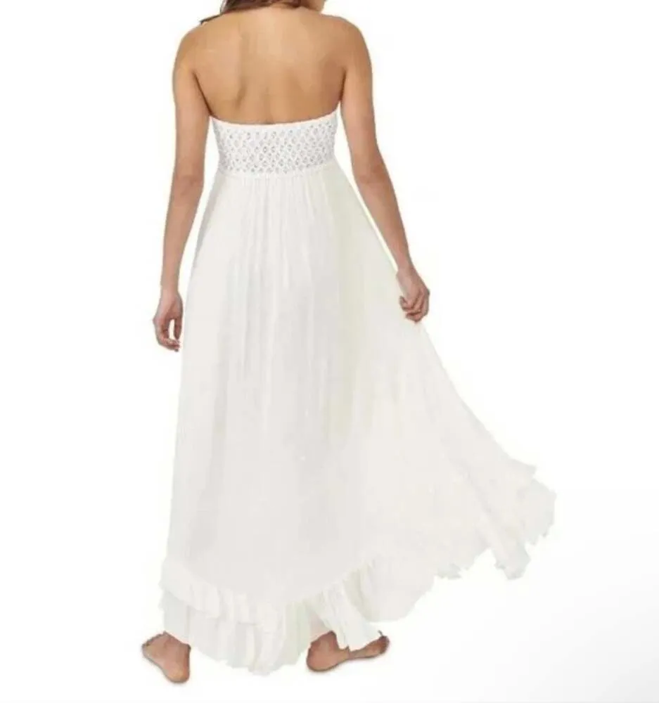 Free People White Lace Bodice Maxi Dress Sweetheart Cottagecore scandi girl - Image 3