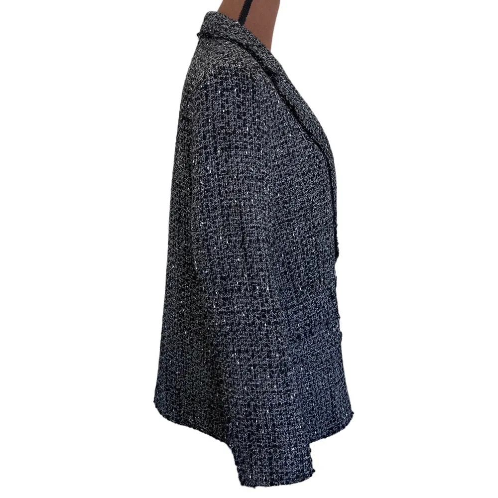 Theory  Piazza Noelle Double Breasted Tweed Blazer BLACK MULTI Size 10 - Image 5