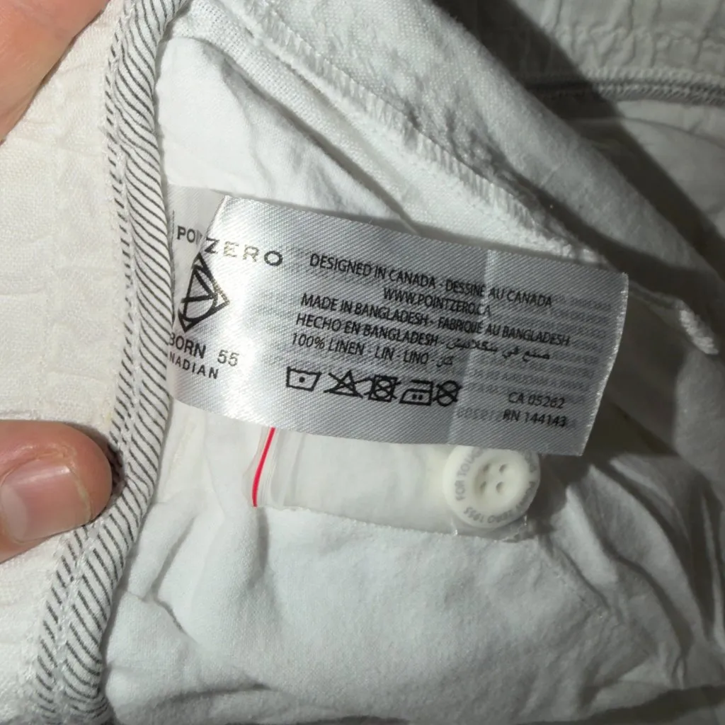 Point Zero Women’s Size 32 White Linen Ankle Crop Pants Drawstring - Image 7