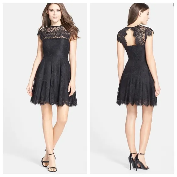 BB Dakota Black Lace Fit & Flare Dress NWT Sz 4 - Image 2