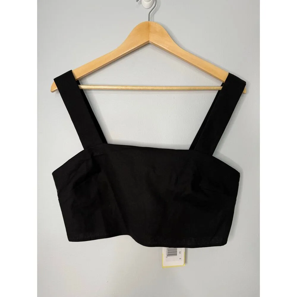 kourt Taylar Cropped Linen Blend Minimalist Casual Stylish Black Top 8 - Image 3