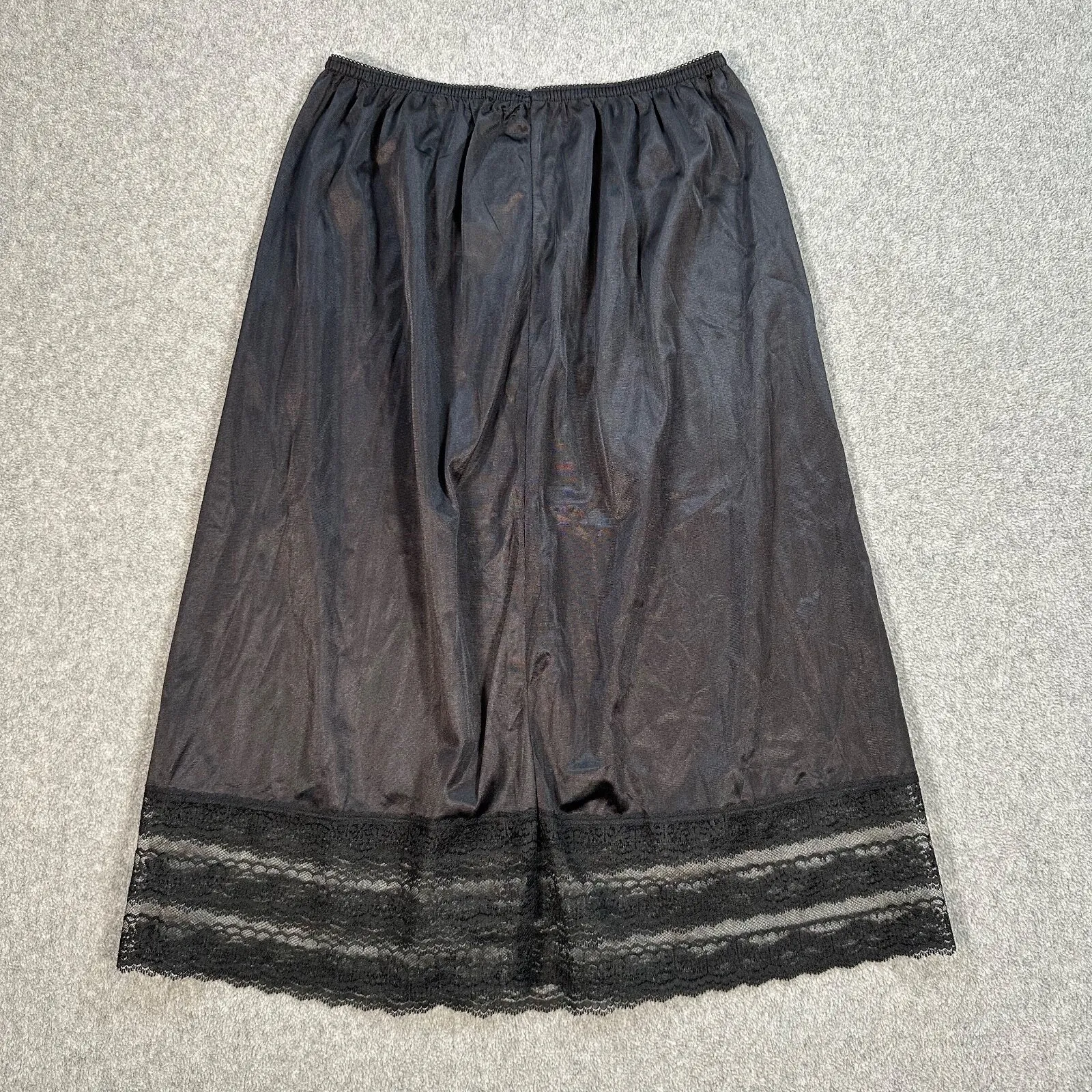 Blair Vintage Black Half Slip Lace Hem 90s Women's Medium Made in USA - Image 6