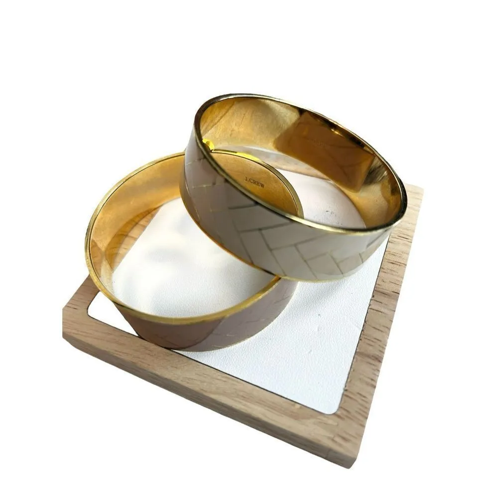 J crew signed creme and rose colored and gold bangles set of two Pink - Image 2