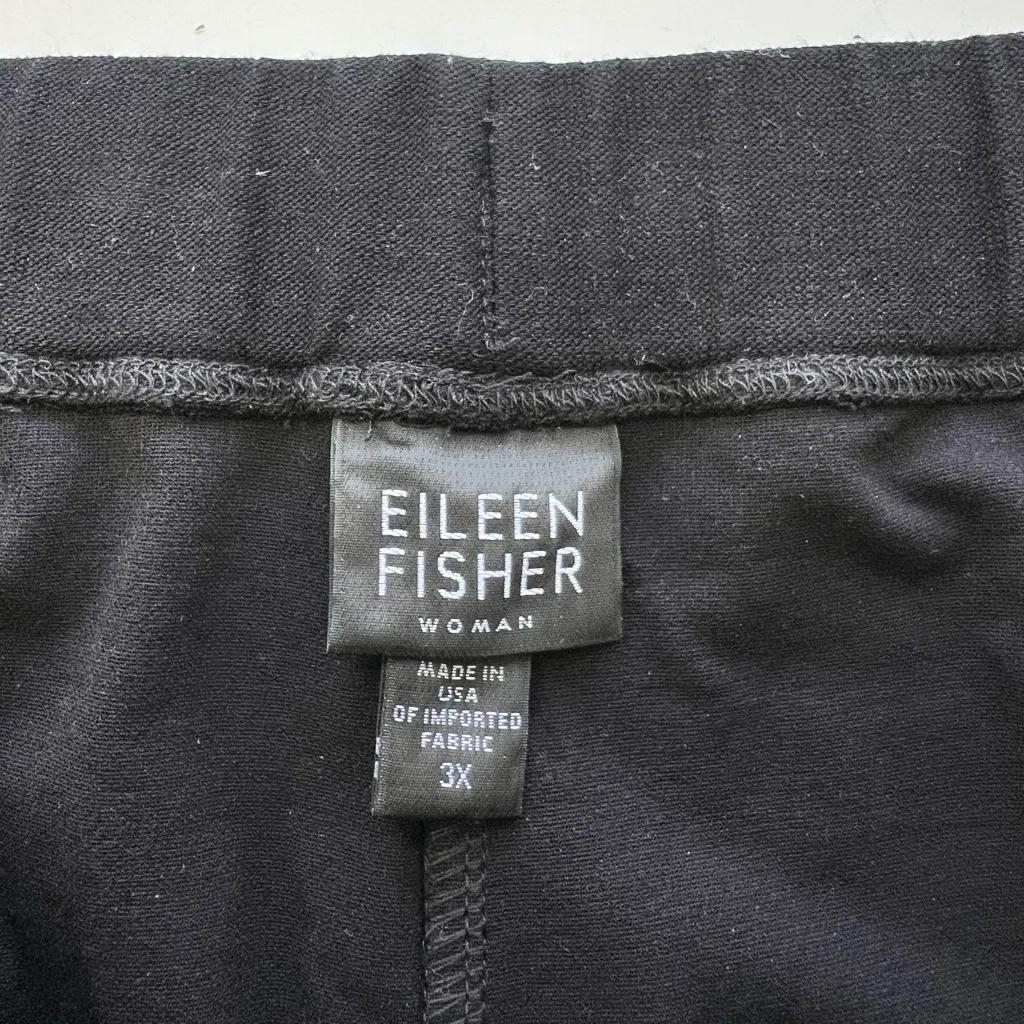 EILEEN FISHER System Washable Pants Black Crepe Pull On Elastic Waist Sz 3X Plus - Image 5