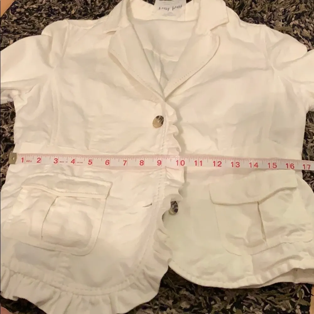 ANTHROPOLOGIE Hei Hei White cotton ruffle blazer - Image 8