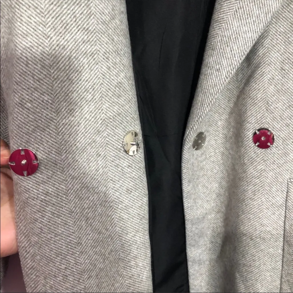 ASOS Bershka Gray Long Belted Coat Size Small‎ - Image 10