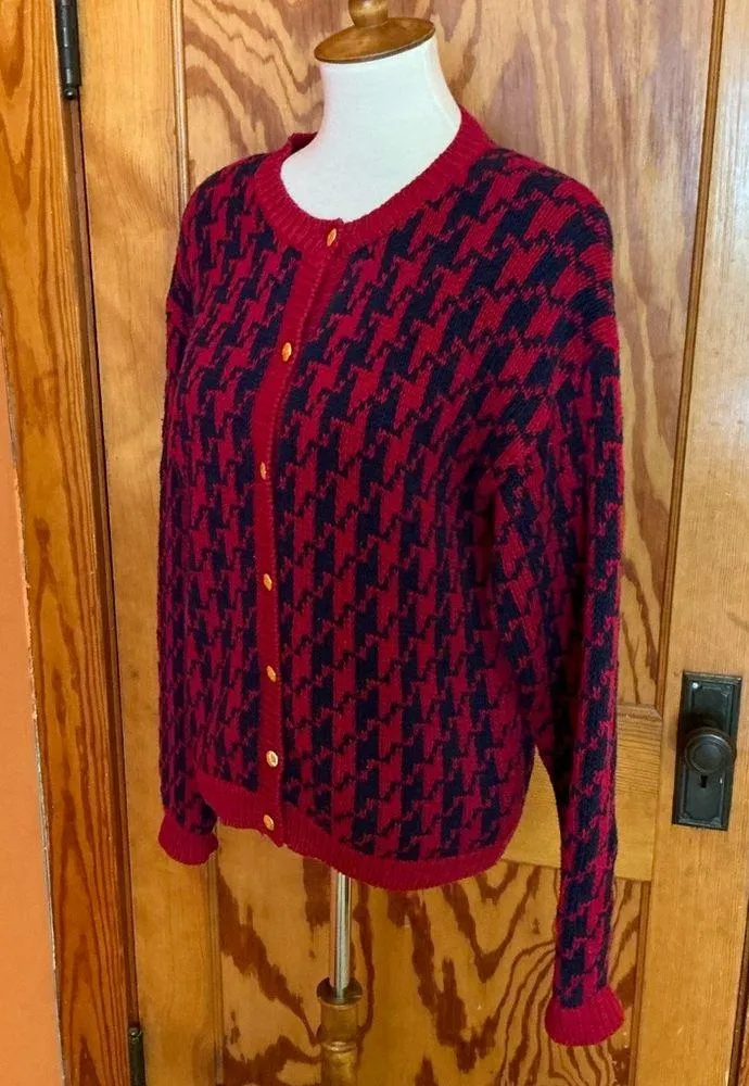 Vtg 80s eagles eye cardigan sweater Blue Size L - Image 8