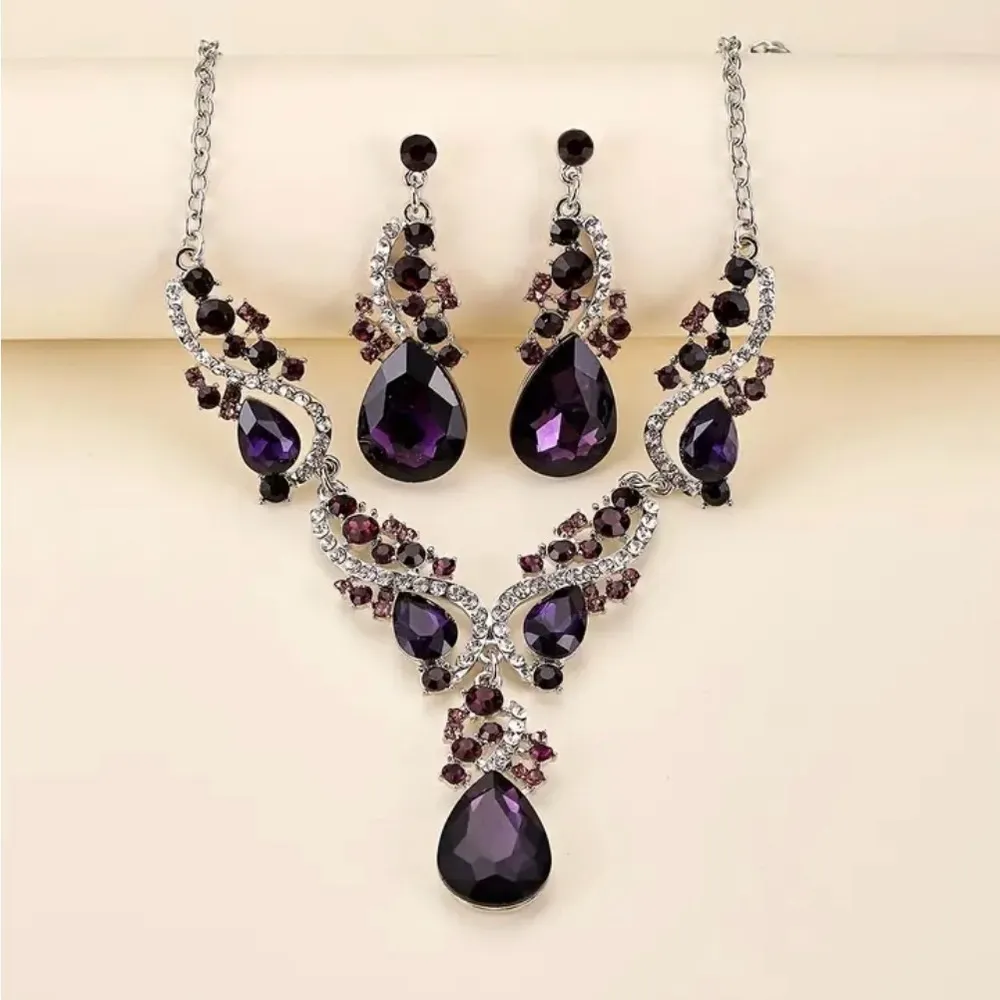 Amethyst Necklace & Earrings Set NWT Purple - Image 5
