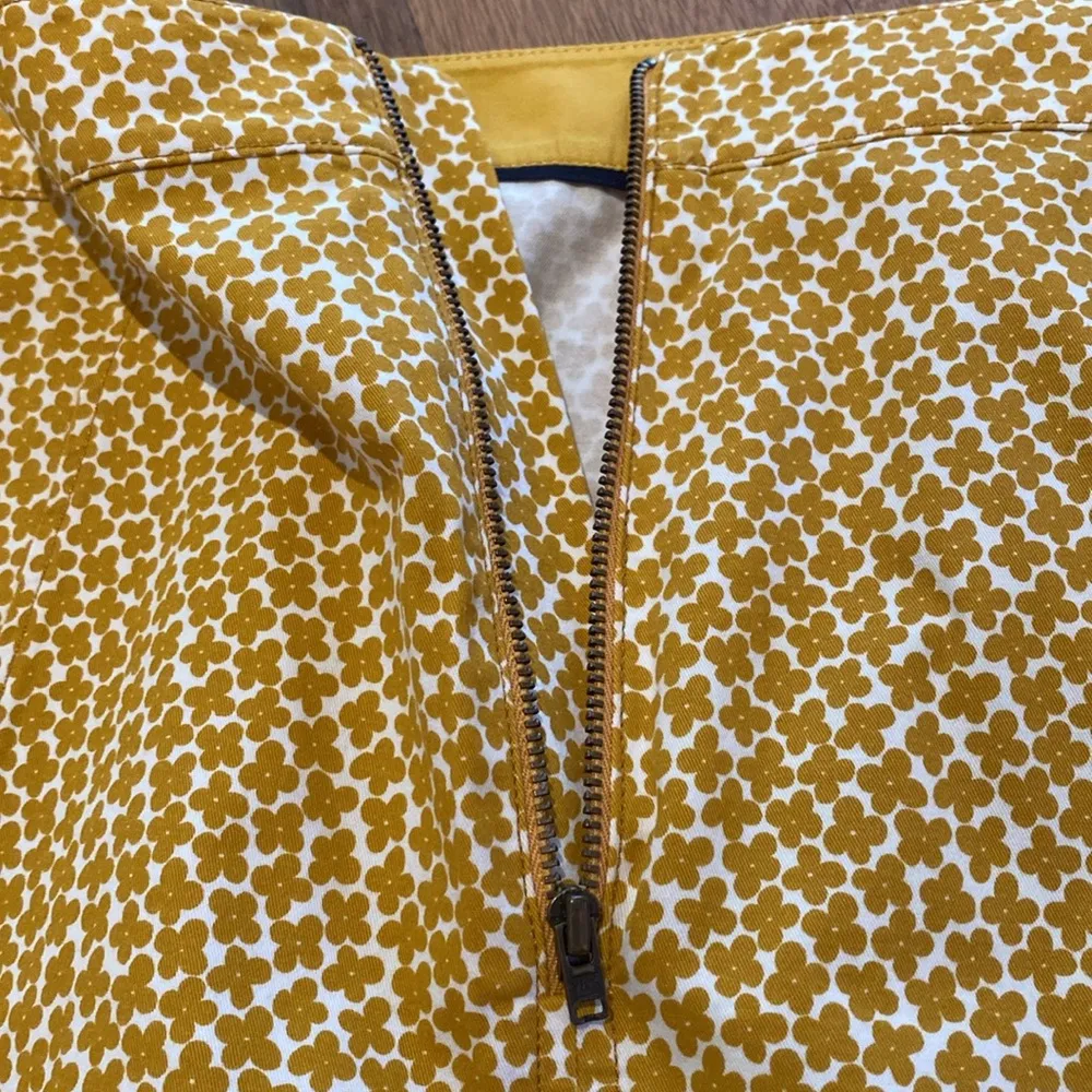 Boden Helena Chino Autumn Gold White Ditsy Floral Print Mini Skirt US 12 LONG Orange - Image 9