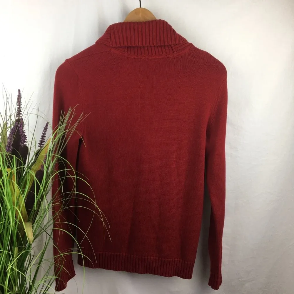 Ralph Lauren Red Cotton Knit Cardigan Button up Preppy Sweater M Size M - Image 4