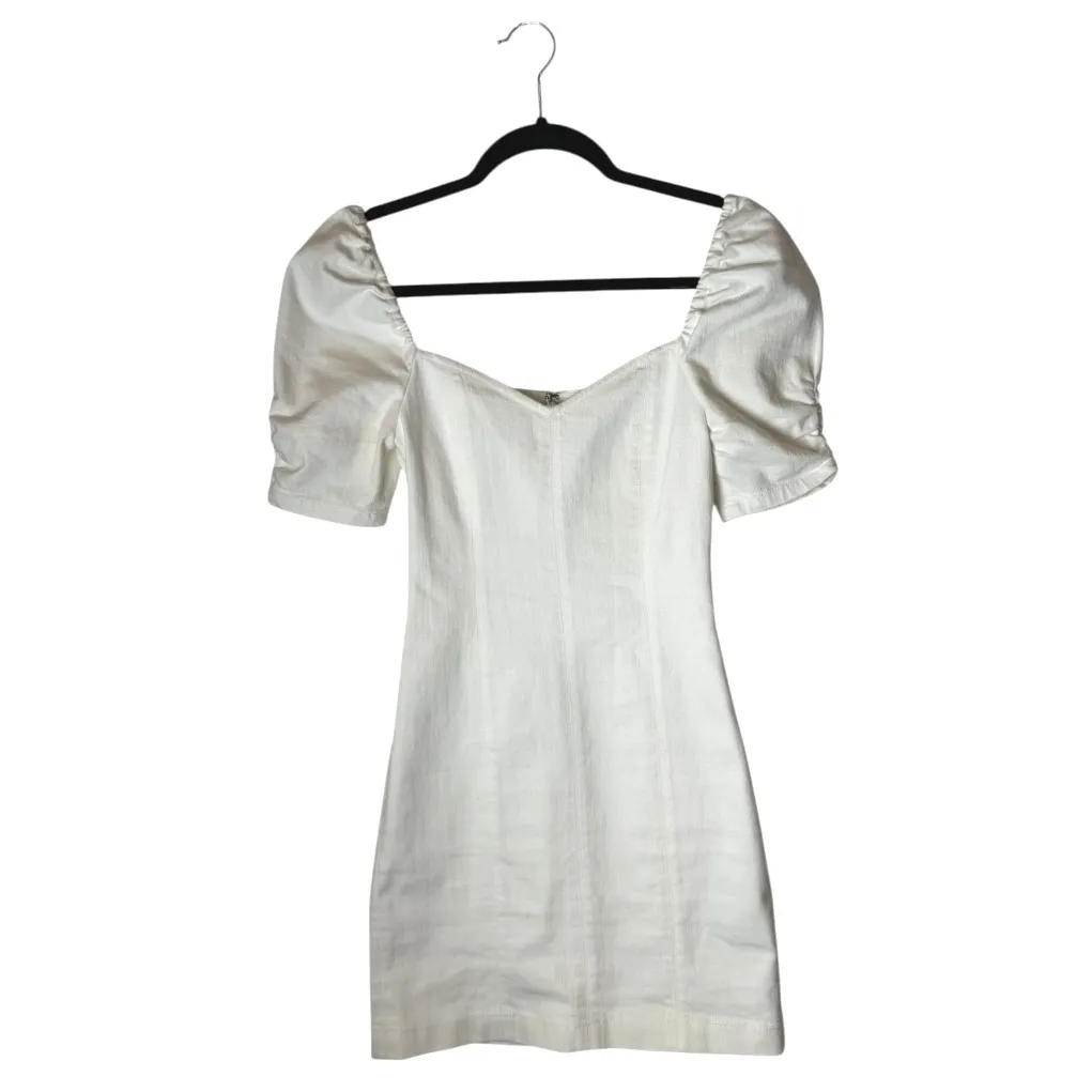 Alice+Olivia Dress Women‎ 0 White Vintage Sugar Denim Mimi Puff Sleeve Mini - Image 2