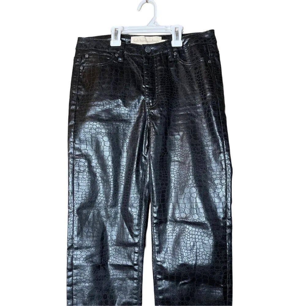 Soft Surroundings Perfect Ponte‎ Printed Faux Leather Straight Leg Pant Size 4 - Image 2