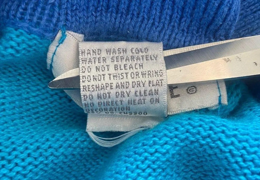 Ocean Nautical Fish Novelty Beach Blue Knit Sweater Sz Medium Vintage Grannycore - Image 10