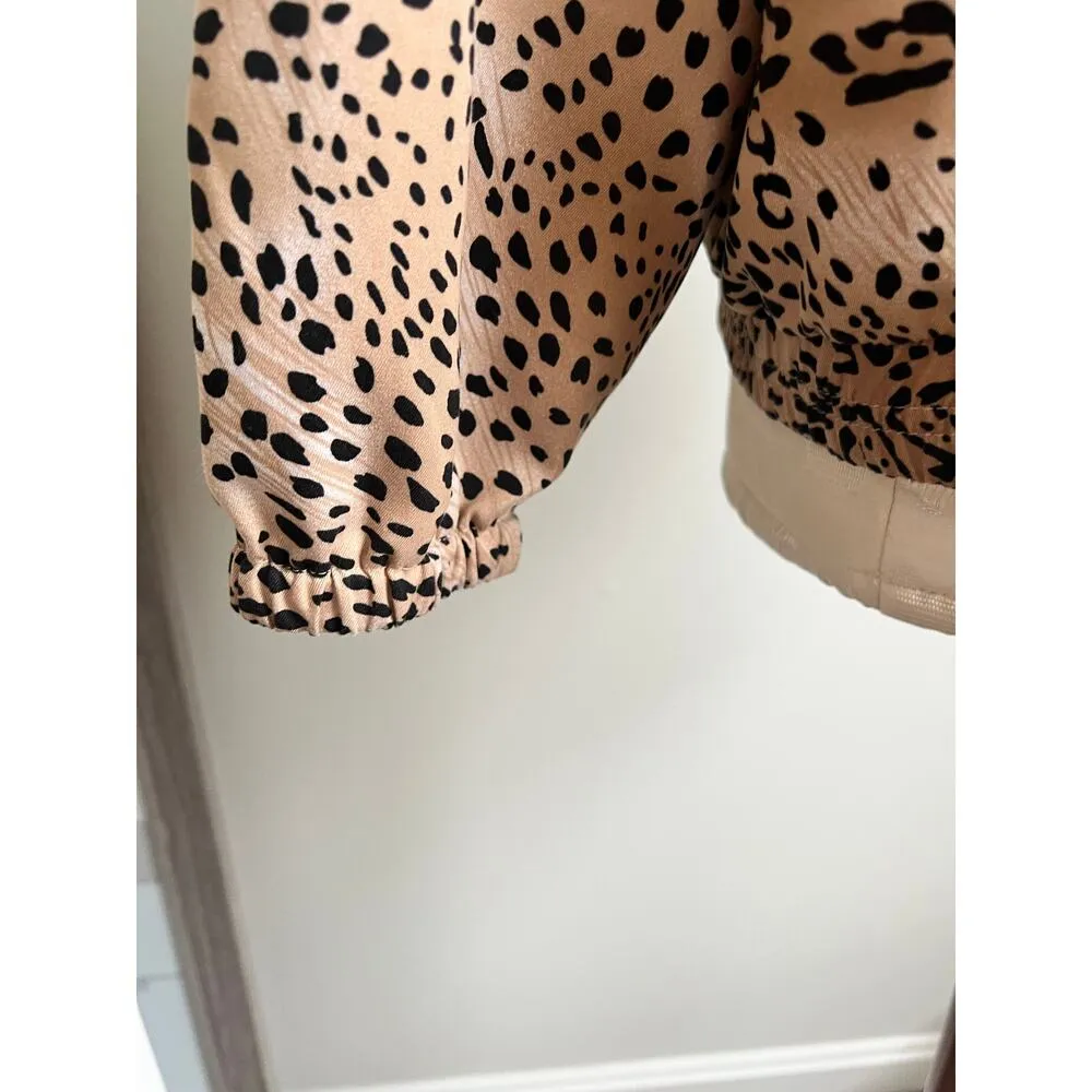 Allyson Whitmore Golf Leopard Print Zip Up Jacket Large Brown - Image 5