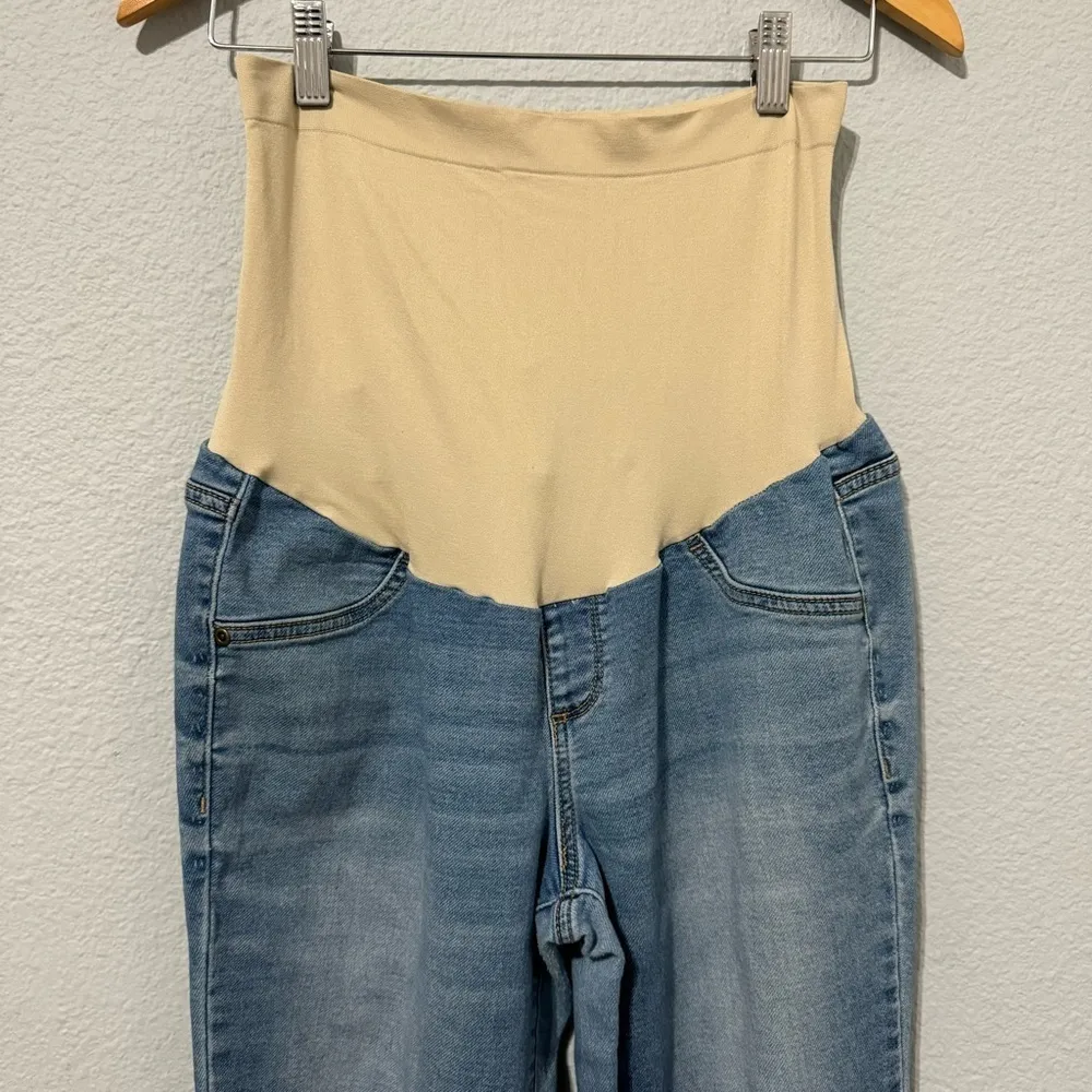 Maternity Pregnancy Blue Washout Soft Denim Skinny Pants Size M Mom to Be - Image 3