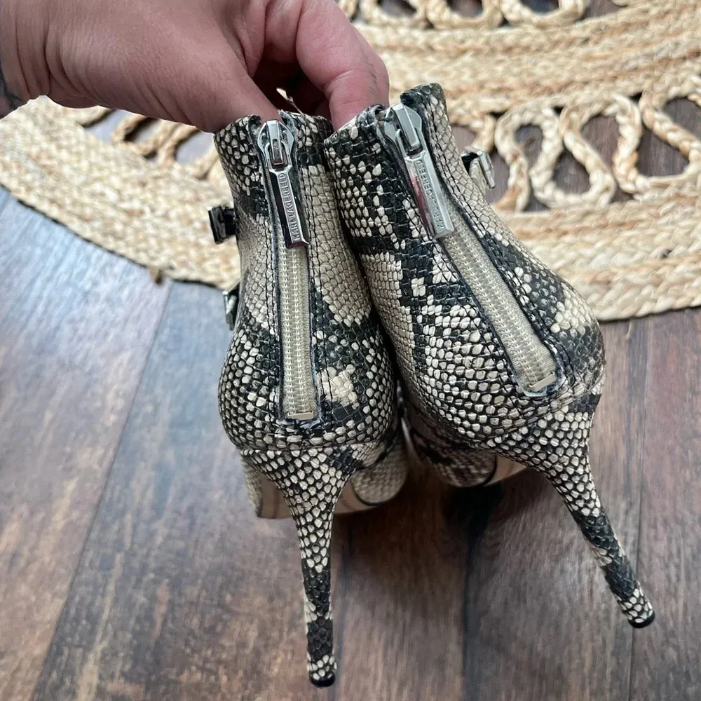 KARL LAGERFELD Paris cardi peep toe snakeskin booties size 7 - Image 6