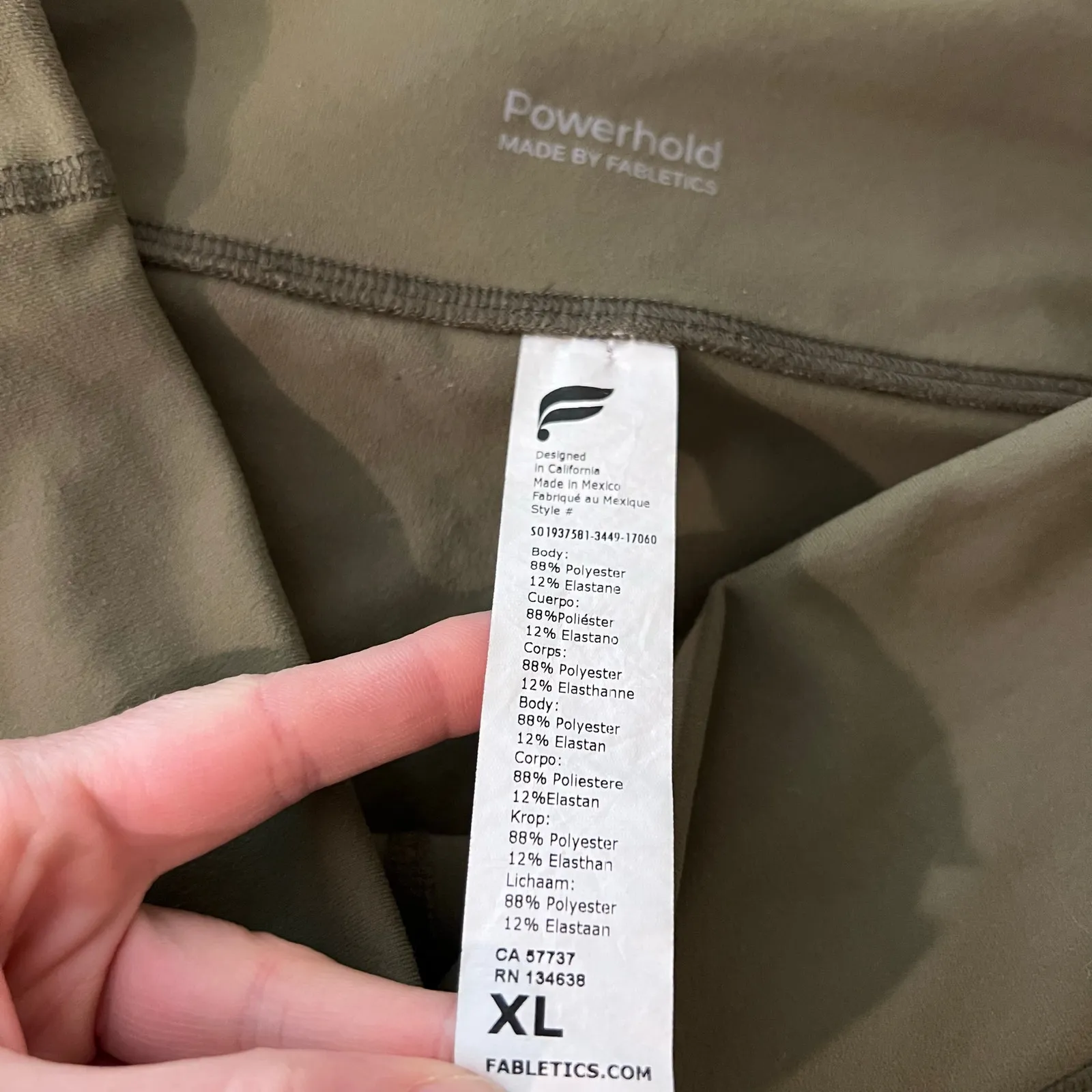 Fabletics Olive Green Powerhold Inseam 8' Mid Rise Biker Shorts Size XL - Image 3