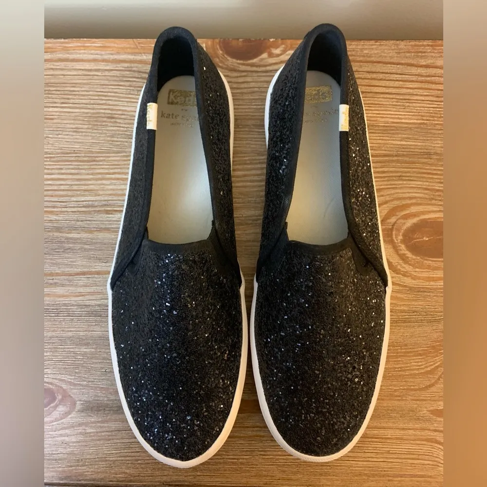 Kate Spade Keds Black Glitter slip on shoes Size 9.5 - Image 4