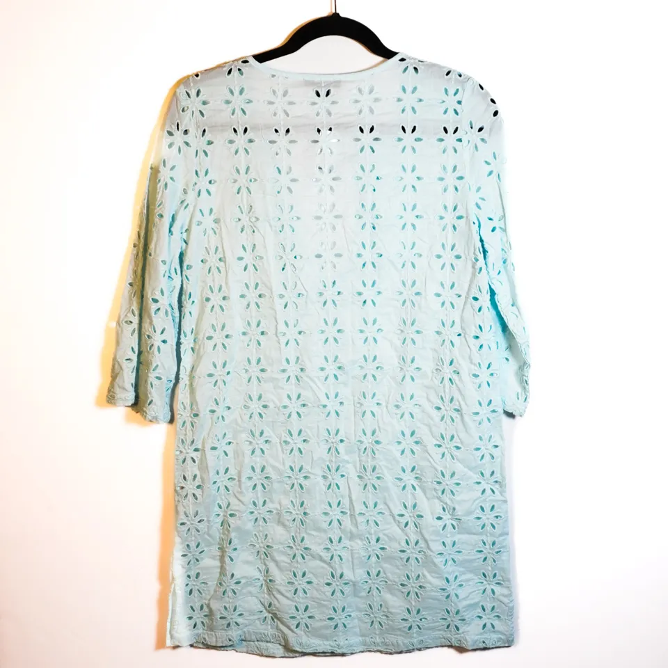J.Crew NEW  Ruffled Beach Tunic Pullover In Laser-Cut Cotton Eyelet Mini Dress  - Image 4