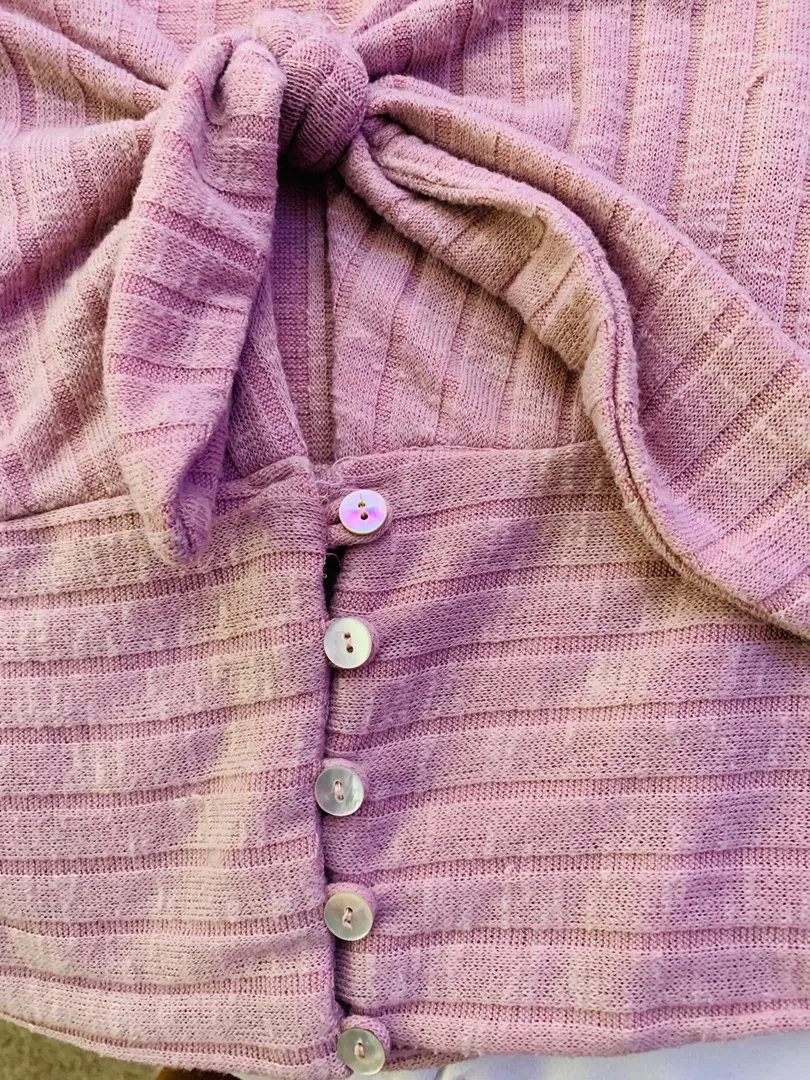 FP beach Light Pink Tie Front Top - Image 4