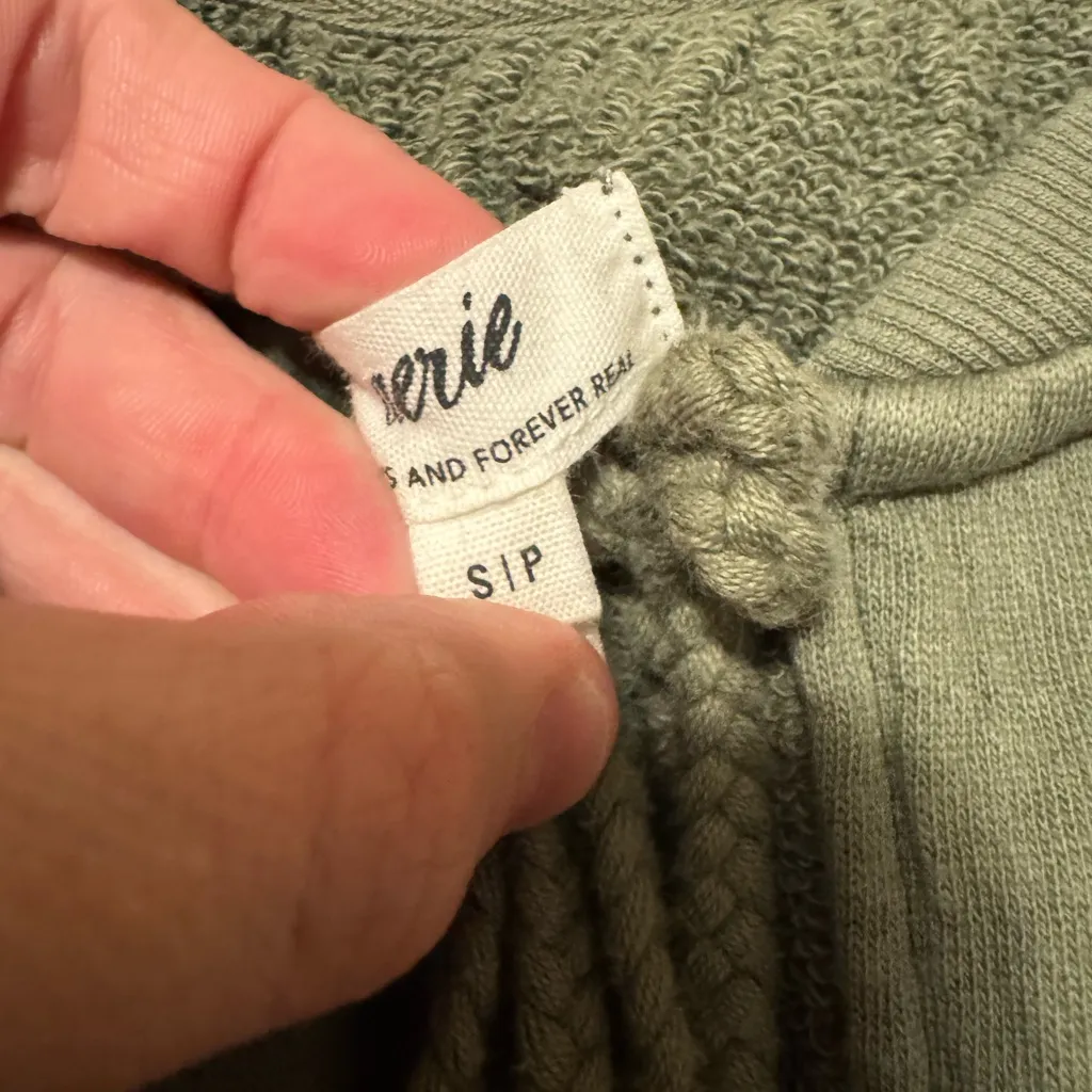 Aerie Olive Knit Top with Braided Tassels - Image 2